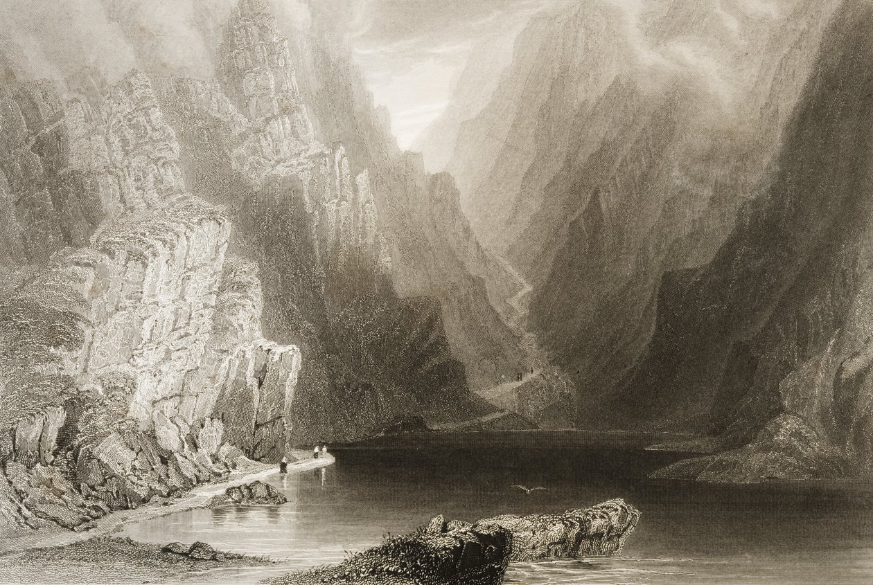 1860年代George Virtue撰写的爱尔兰基拉尼郡Dunloe峡谷的“爱尔兰风光与古物” 作者 威廉·亨利·巴特利特