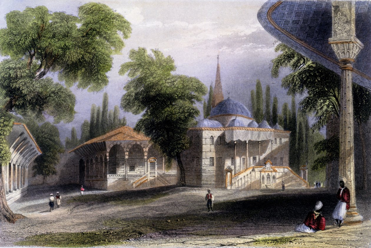 Serai Bownou的第三个宫廷，1850年（彩色aquatint） 作者 威廉·亨利·巴特利特