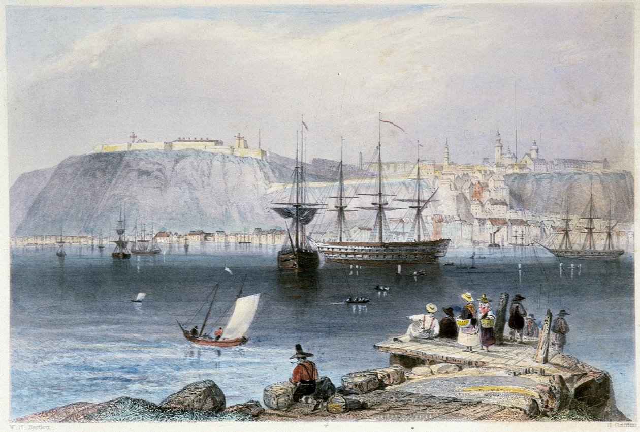 Vue de Québec et de son port (Canada) - 在 "Canadian Scenary illustrated" by William Henri Barlett, ed.George Virtue 作者 威廉·亨利·巴特利特
