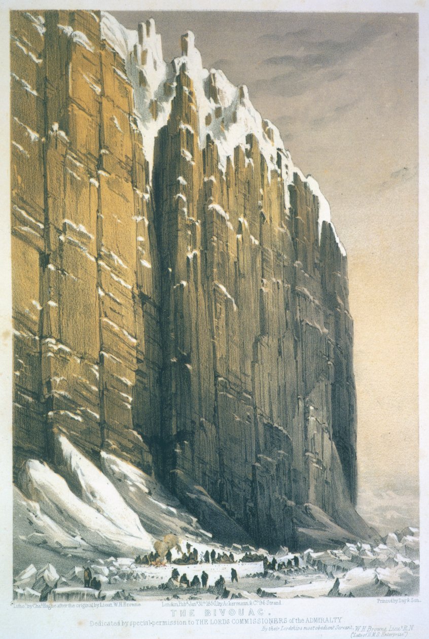 Bivouac，Cape Seppings，由Charles Haghe（1810-88）雕刻，于1850年出版 作者 威廉·亨利·布朗