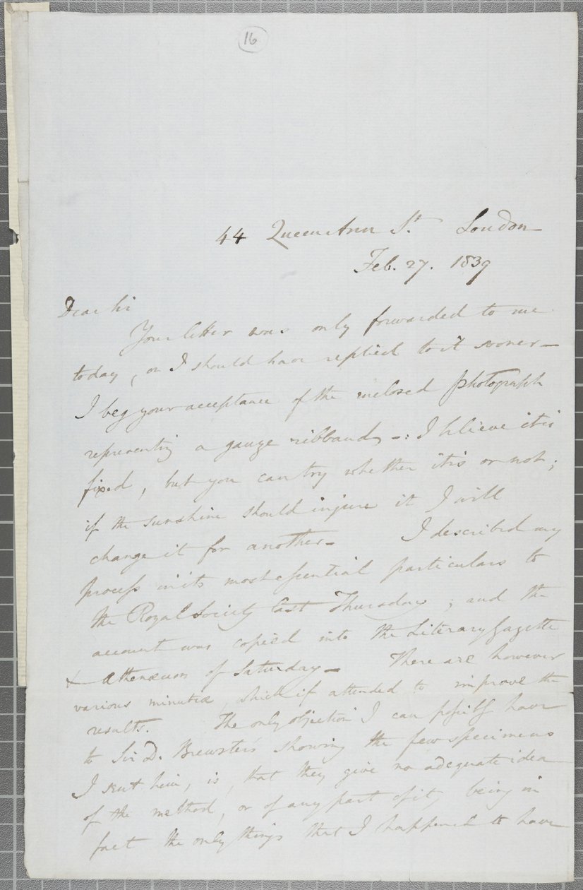 1839年威廉亨利福克斯塔尔博特签署的信给詹姆斯大卫福布斯 作者 威廉·亨利·福克斯·塔尔伯特