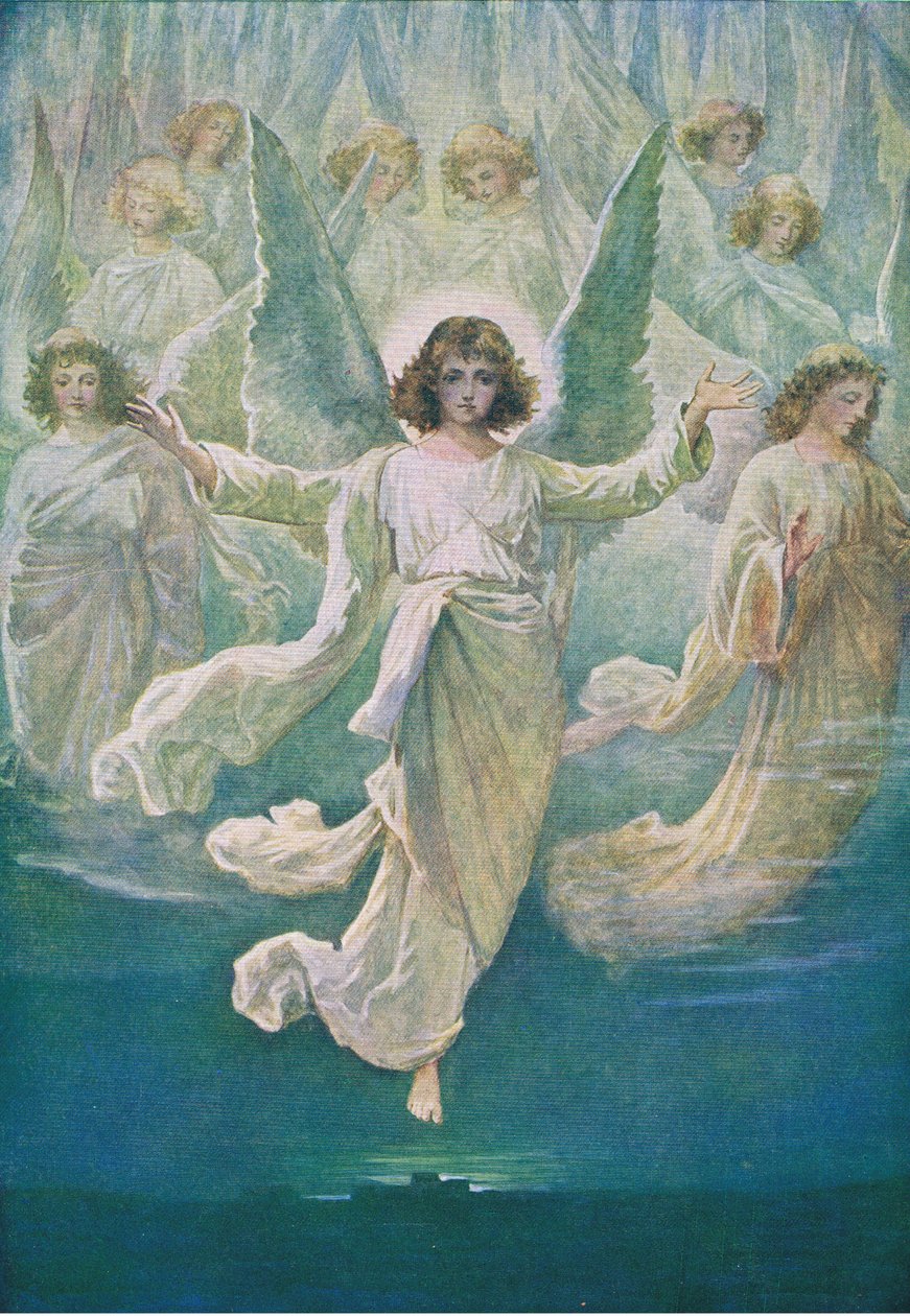 天使合唱团，来自托马斯·尼尔森出版的“圣经图画书”，1950年 作者 威廉·亨利·马格森