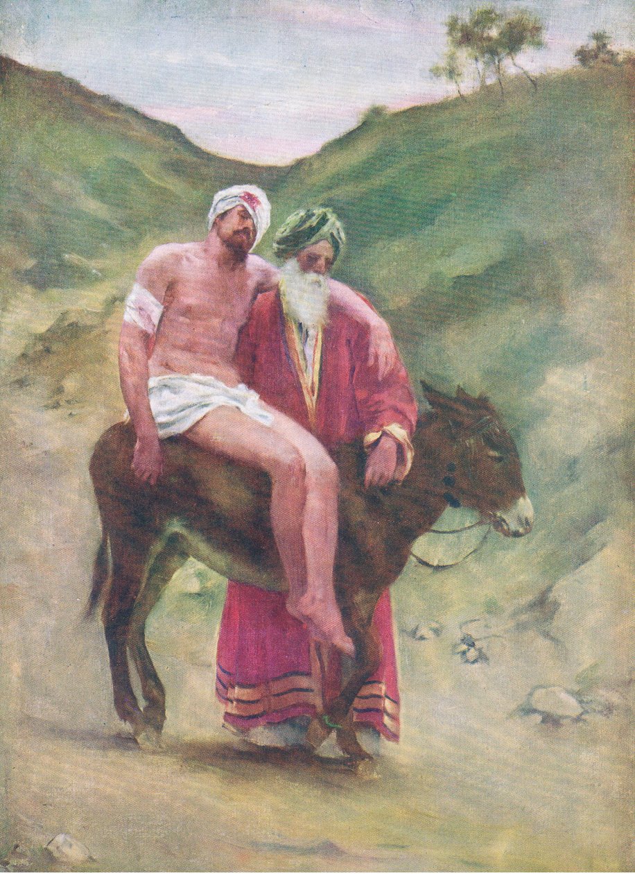 好的撒玛利亚人，来自托马斯·尼尔森出版的“圣经图画书”，1950年 作者 威廉·亨利·马格森