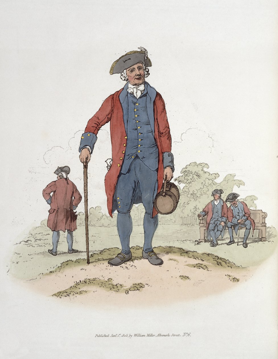 切尔西养老金领取者，来自“英国服装”，由威廉米勒出版，1805年 作者 威廉·亨利·佩恩