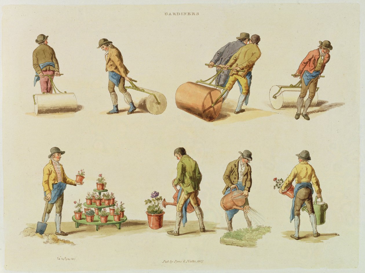 园丁，第2卷，第97页，来自&39;Microcosm&39;，由J. Hill，1808（手工彩色aquatint）印刷 作者 威廉·亨利·佩恩