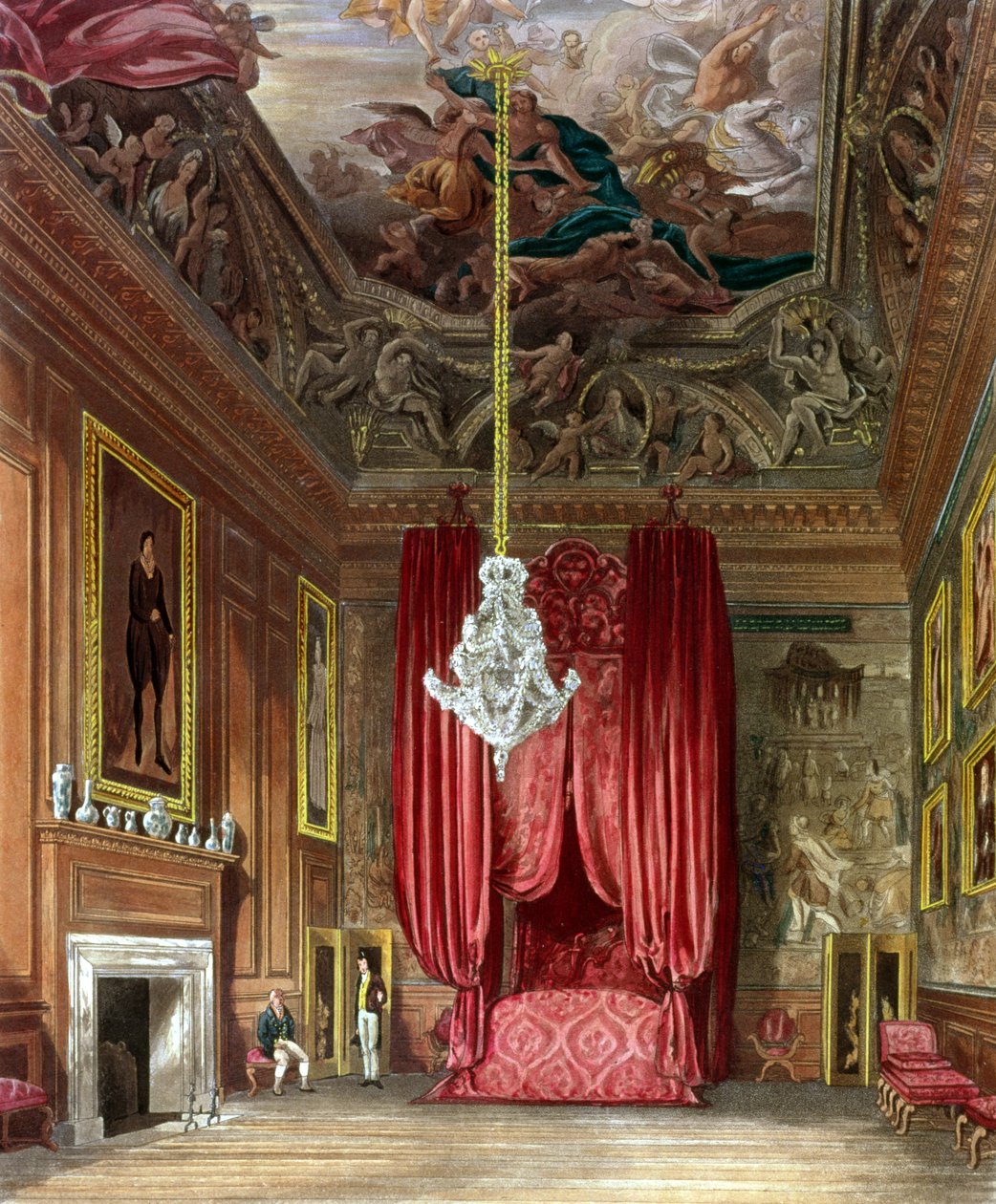 Queen Mary&39;s State Bed Chamber，Hampton Court from Pyne&39;s&39;Royal Residences&39;，1818 作者 威廉·亨利·佩恩