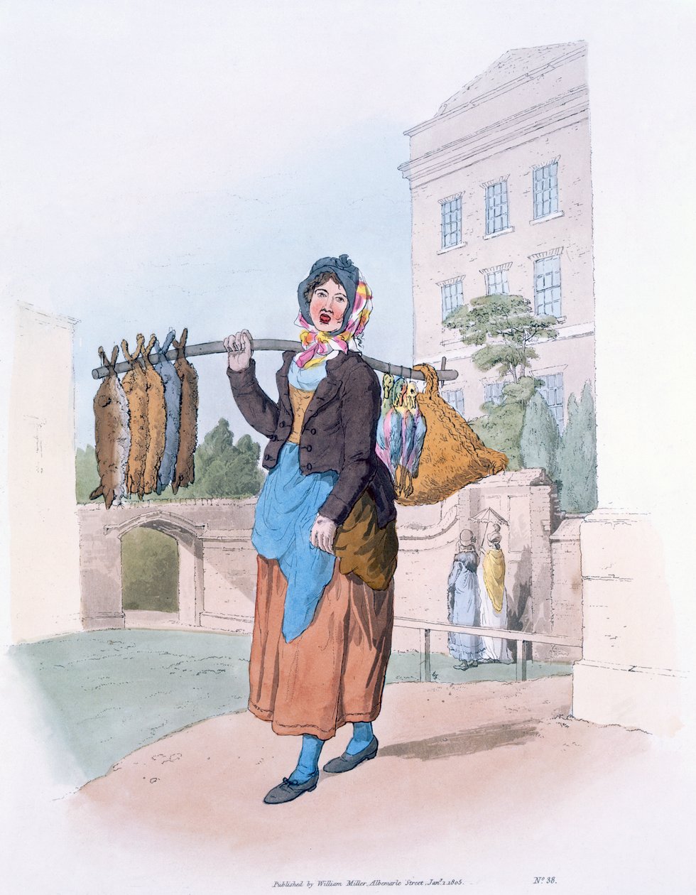 兔女，来自“英国服饰”，由威廉米勒出版，1805年 作者 威廉·亨利·佩恩