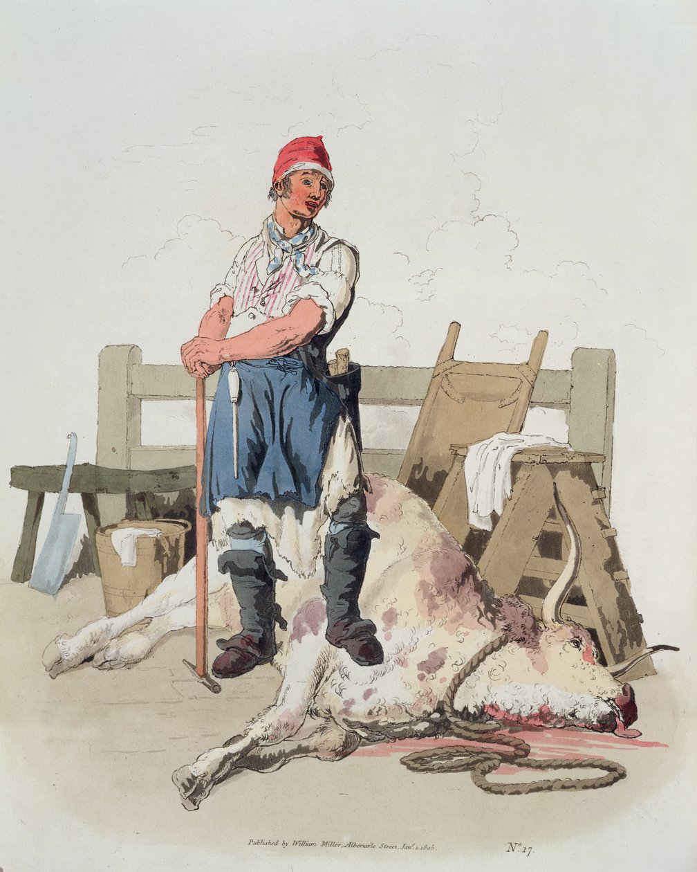 Slaughterman，来自“英国服饰”，由William Miller出版，1805年 作者 威廉·亨利·佩恩