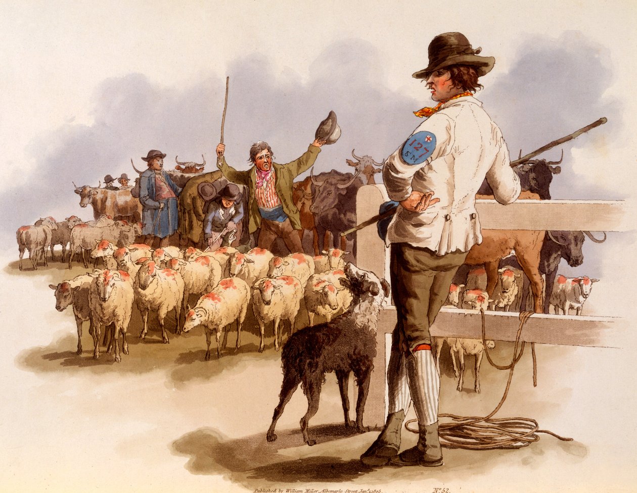 Smithfield Drover，来自“英国的服饰”，1808年 作者 威廉·亨利·佩恩