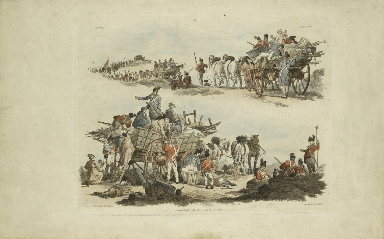 Camp Scenes，1803（彩色蚀刻） 作者 佩恩之后的威廉·亨利