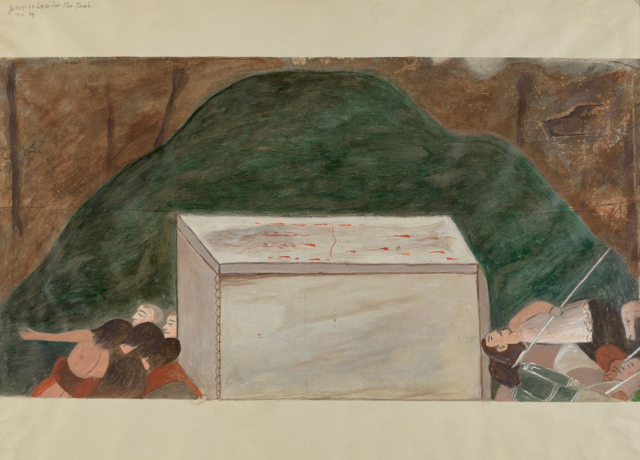 十字架第14站：耶稣躺在他的坟墓里，约1936年。 作者 威廉·赫伯特