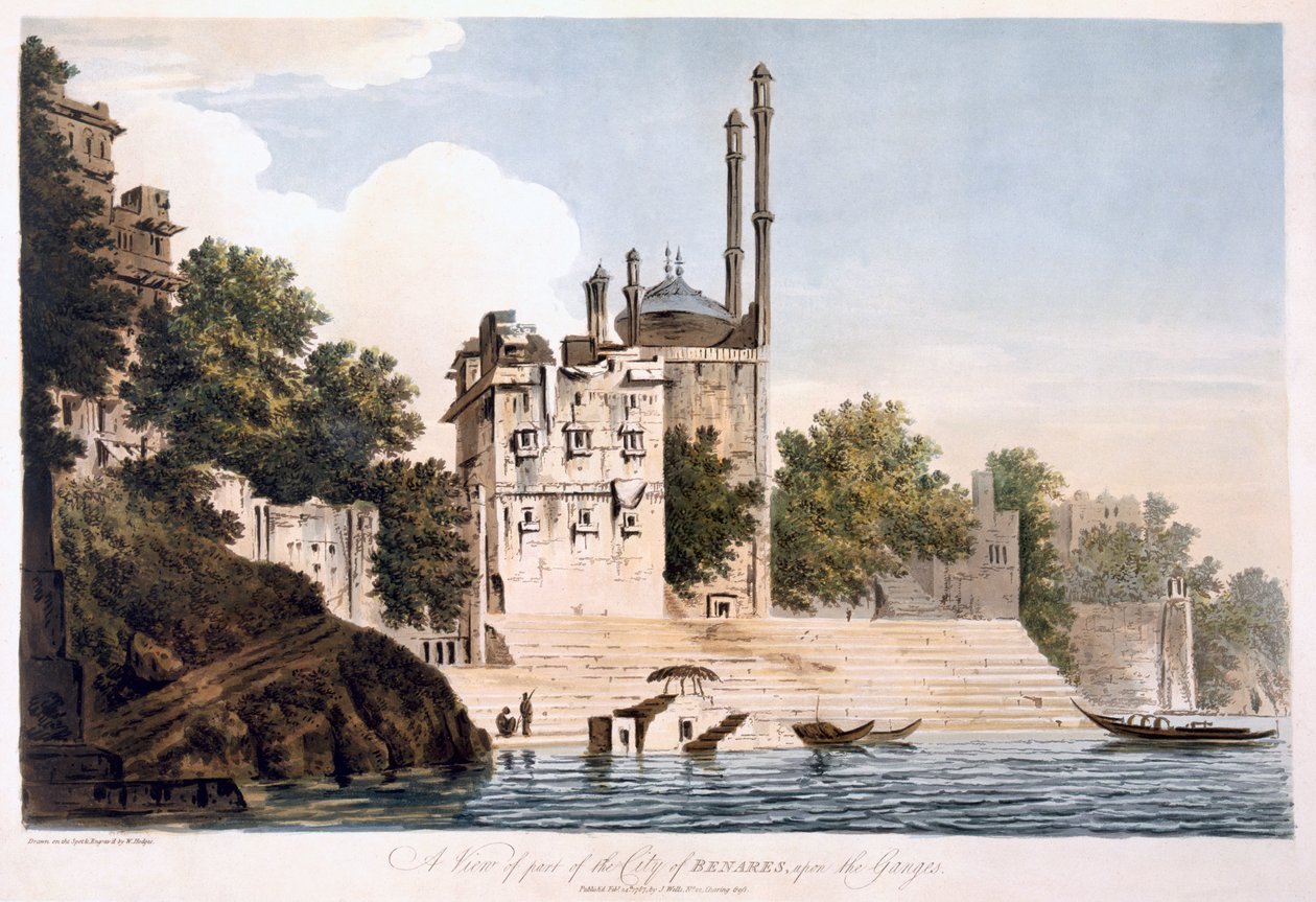 恒河上的贝纳雷斯，1787年（aquatint） 作者 威廉·霍奇斯