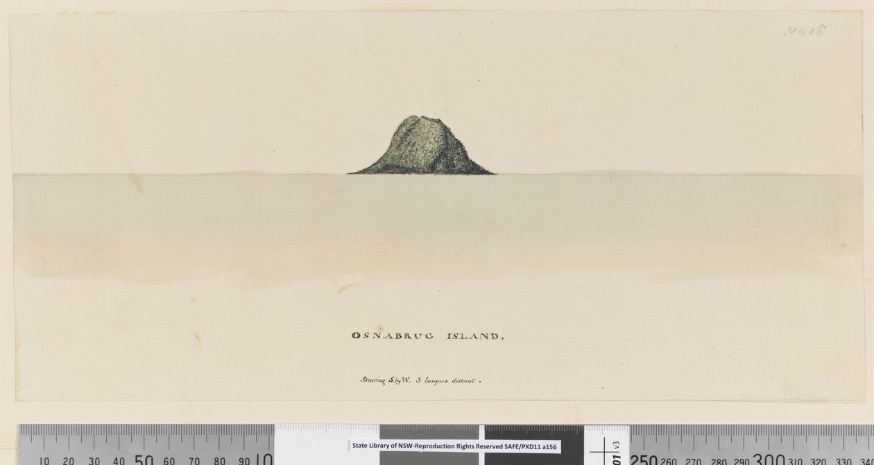 Page 25a/b Osnabrug Island bearing S by W 5 leagues distant 作者 威廉·霍奇斯