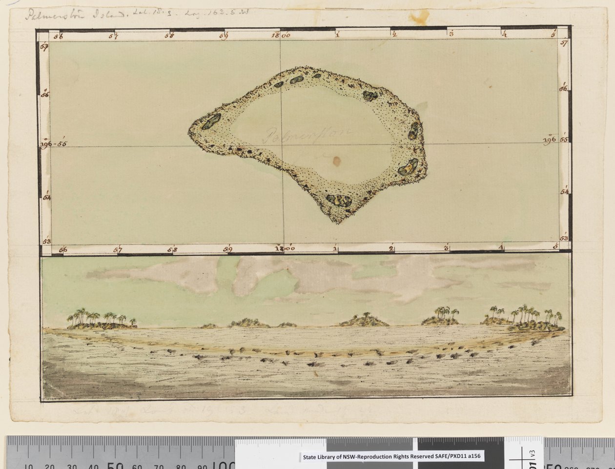 Page 25b/a Map and profile of Palmerston Island 作者 威廉·霍奇斯
