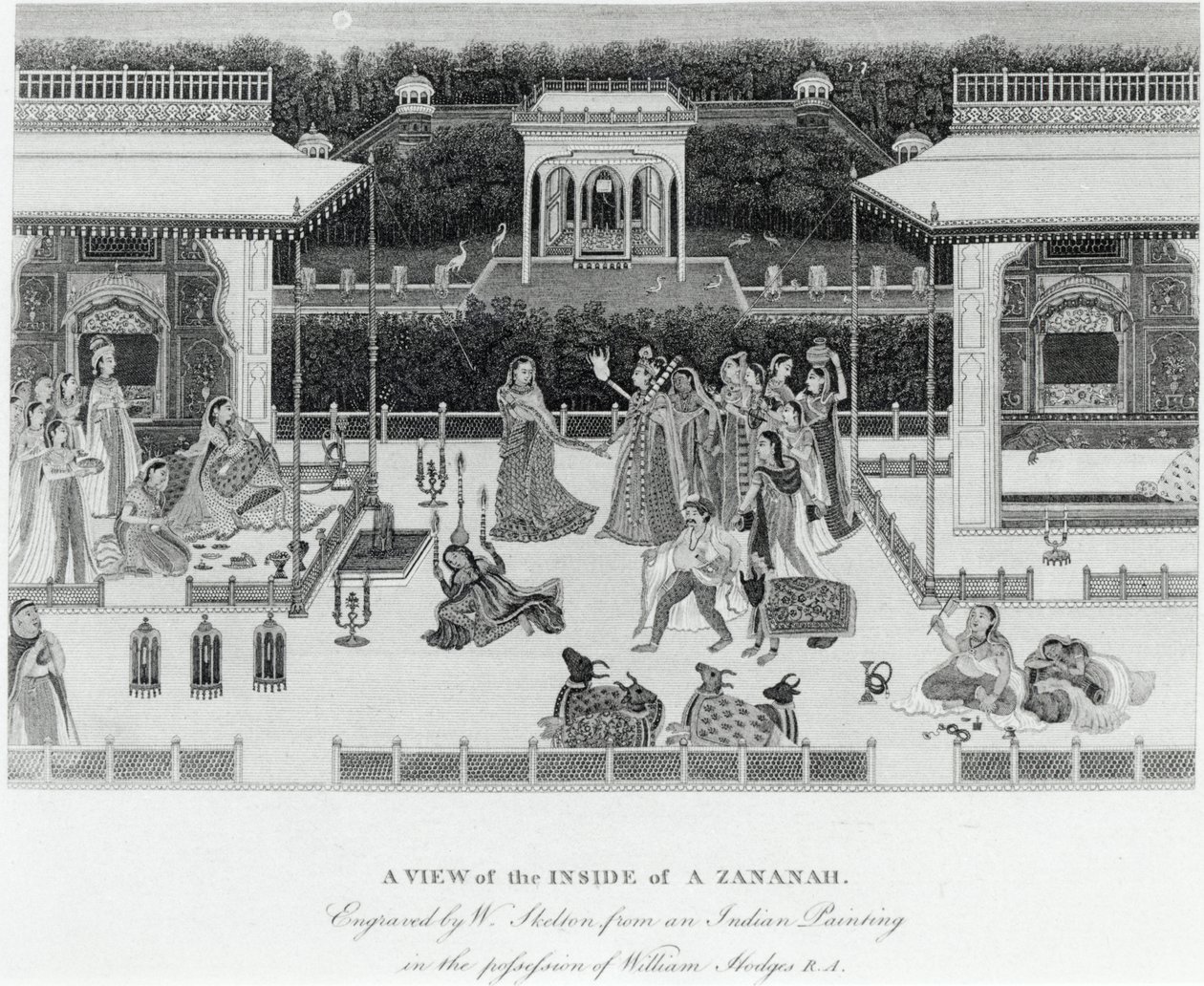 Zananah内部的视图，由William Skelton（1763-1848）雕刻 作者 威廉·霍奇斯