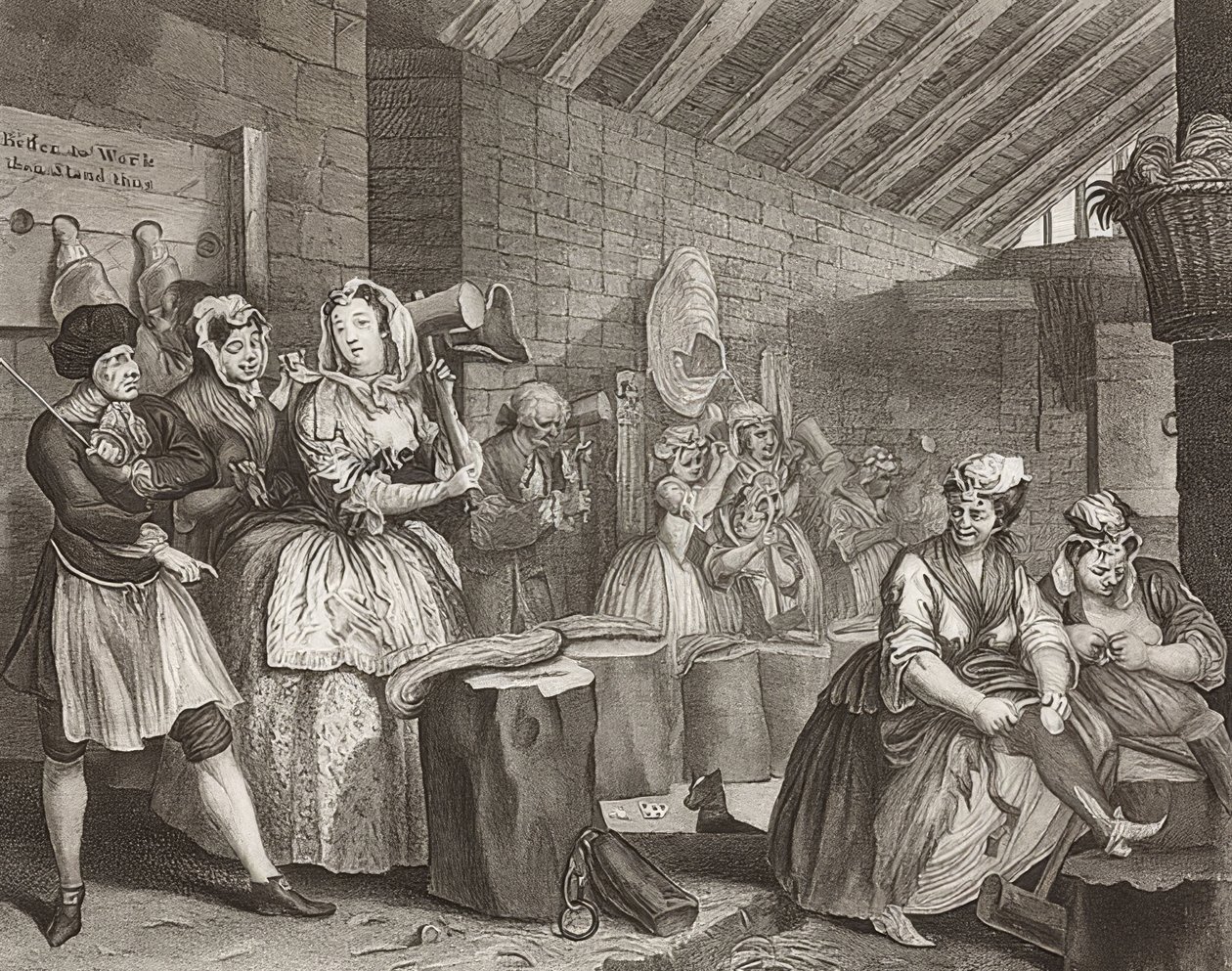 妓女的进步-妓女之路，第4页：Im Zuchthaus。 1732 作者 威廉·霍加斯