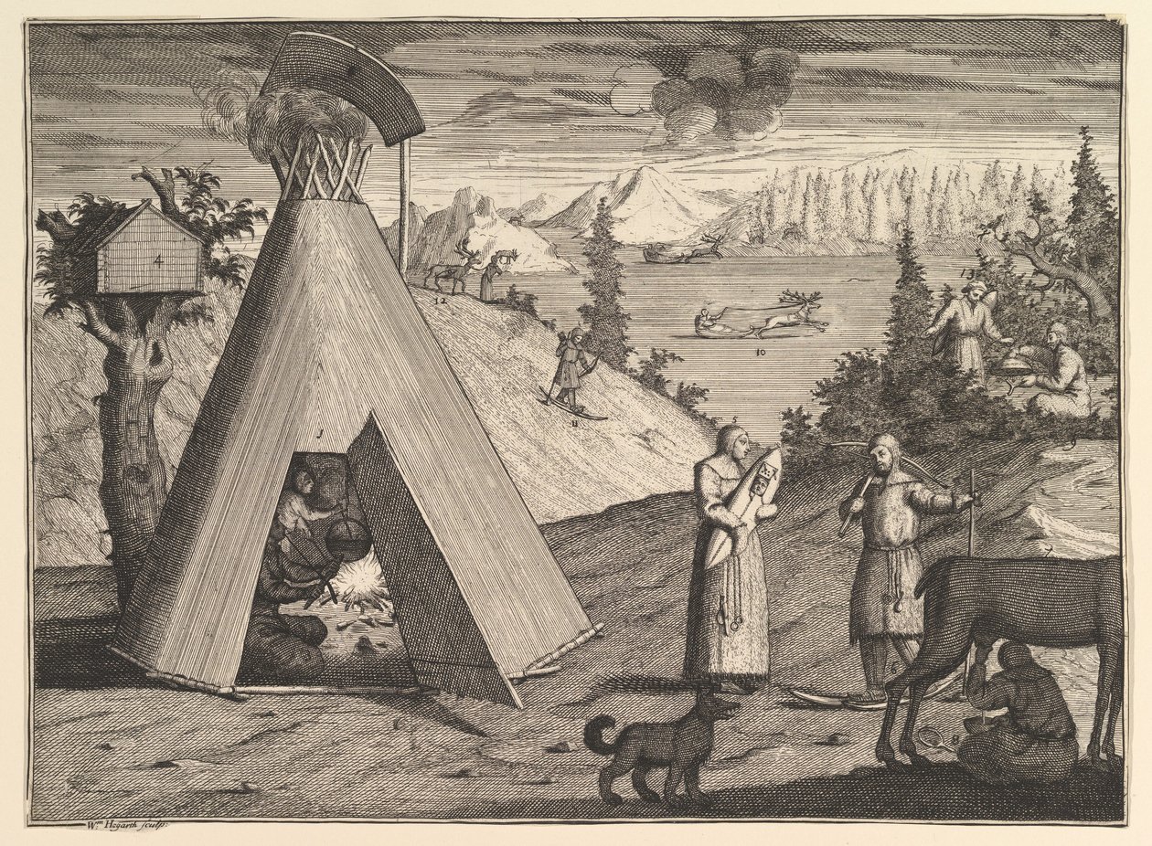 拉普兰小屋Aubry de La Mottrayes游遍欧洲，亚洲和部分地区，1723-24。 作者 威廉·霍加斯