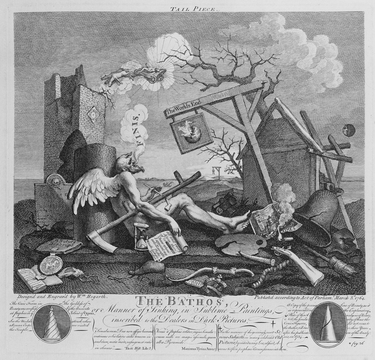 巴斯，沉没的方式，崇高的绘画，刻在黑暗图片经销商，1764年 作者 威廉·霍加斯