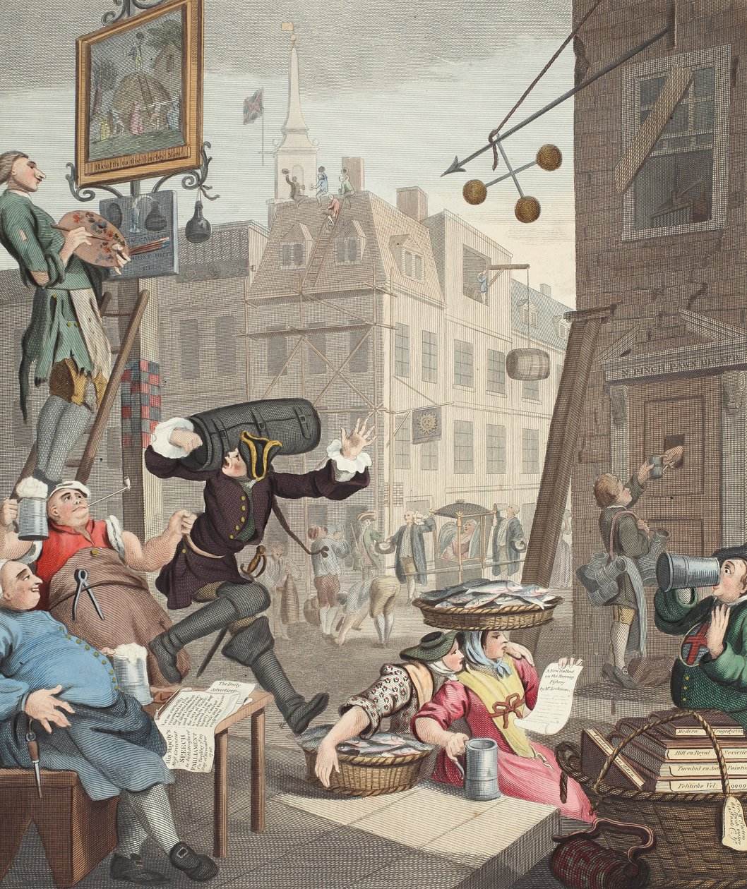 啤酒街，插图来自&39;Hogarth Restored：The Famous of the William William Hogarth，由Thomas Cook&39;重新雕刻，酒吧。 1812年（手工雕刻） 作者 威廉·霍加斯