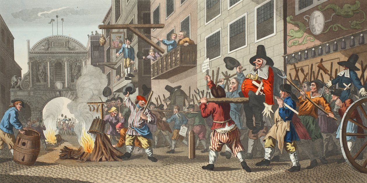 燃烧你们在Temple-Barr的臀部，插图来自&39;Hogarth Restored：着名的William Hogarth的全部作品，由托马斯库克重新雕刻&39;，酒吧。 1812年（手工雕刻） 作者 威廉·霍加斯