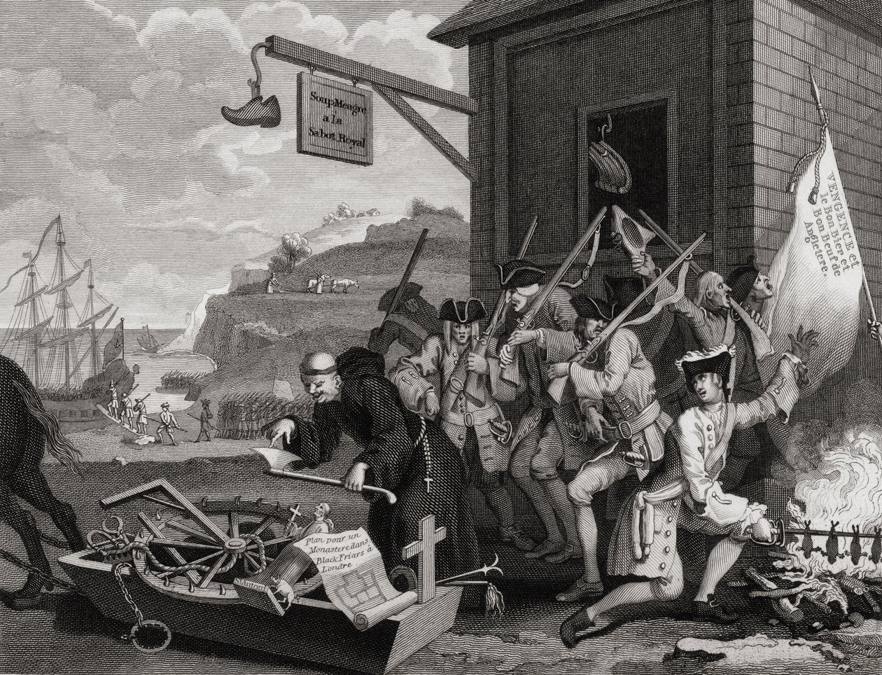 法国，由C. Armstrong镌刻，来自&39;The Works of Hogarth&39;，于1833年出版 作者 威廉·霍加斯