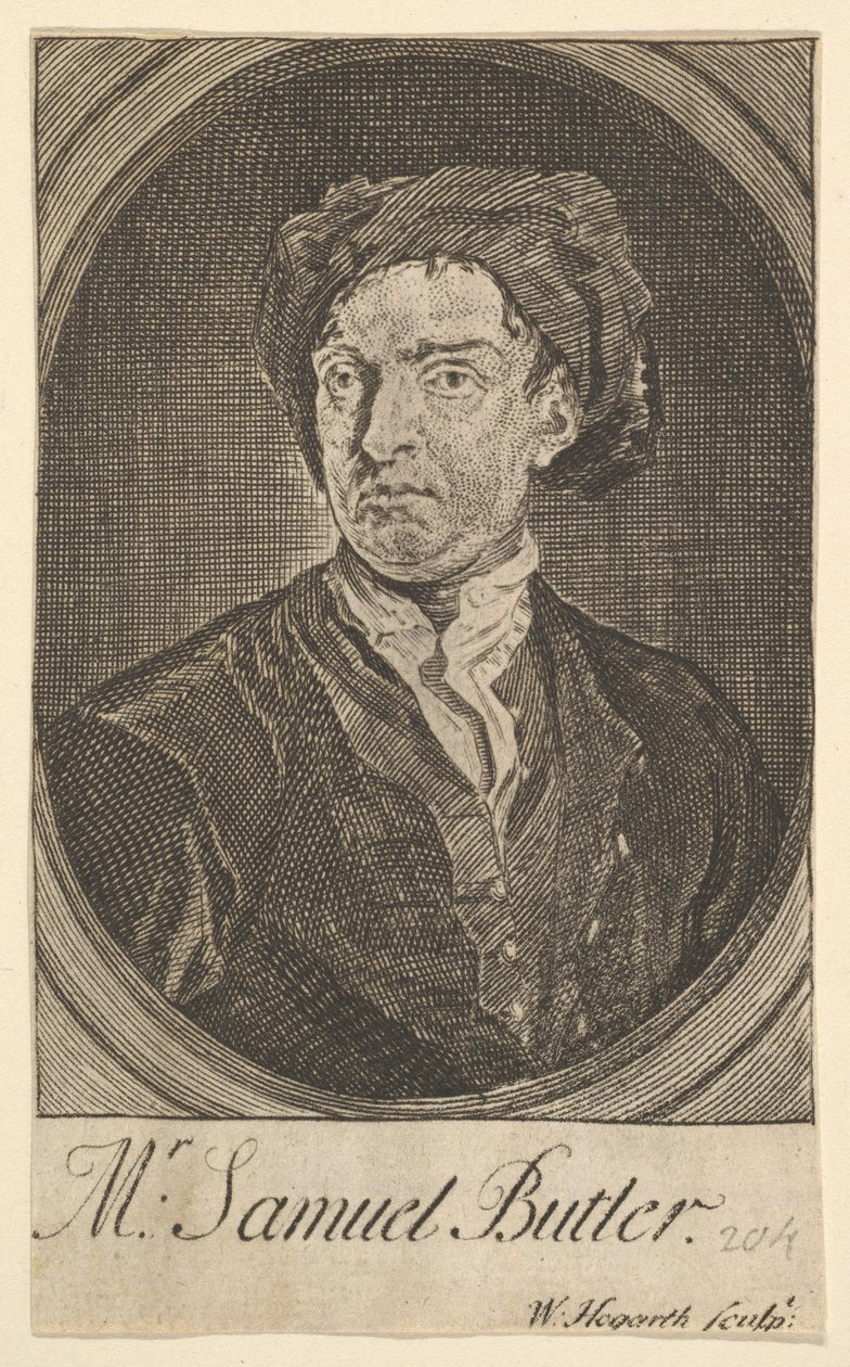 前哨肖像塞缪尔·巴特勒·胡迪布拉斯的十七幅小插图，1726年4月。 作者 威廉·霍加斯
