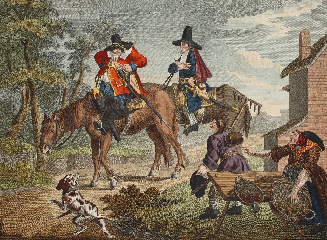 Hudibras Sallies Forth，来自Samuel Butler（1612-80）的“Hudibras”，插图来自&39;Hogarth Restored：着名的William Hogarth的全部作品，由Thomas Cook&39;重新雕刻，酒吧。 1812年（手 作者 威廉·霍加斯