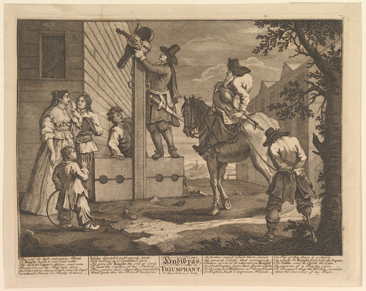 塞缪尔·巴特勒（Hamedbra Butlers）的《 Hudibras Triumphant》十二幅大插图Hudibras，第4版，1725-68。 作者 威廉·霍加斯