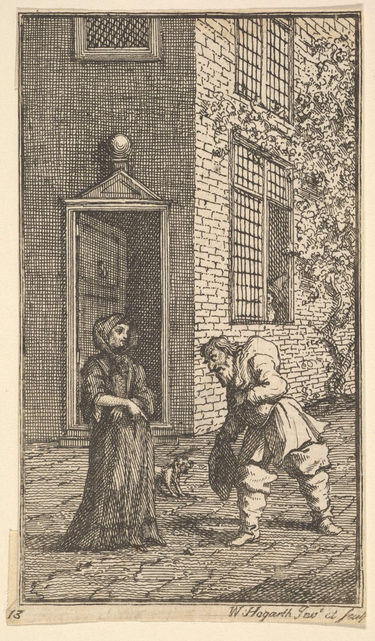 Hudibras向寡妇求助17塞缪尔·巴特勒（Samuel Butlers）的小插图Hudibras ...，1721-26。 作者 威廉·霍加斯