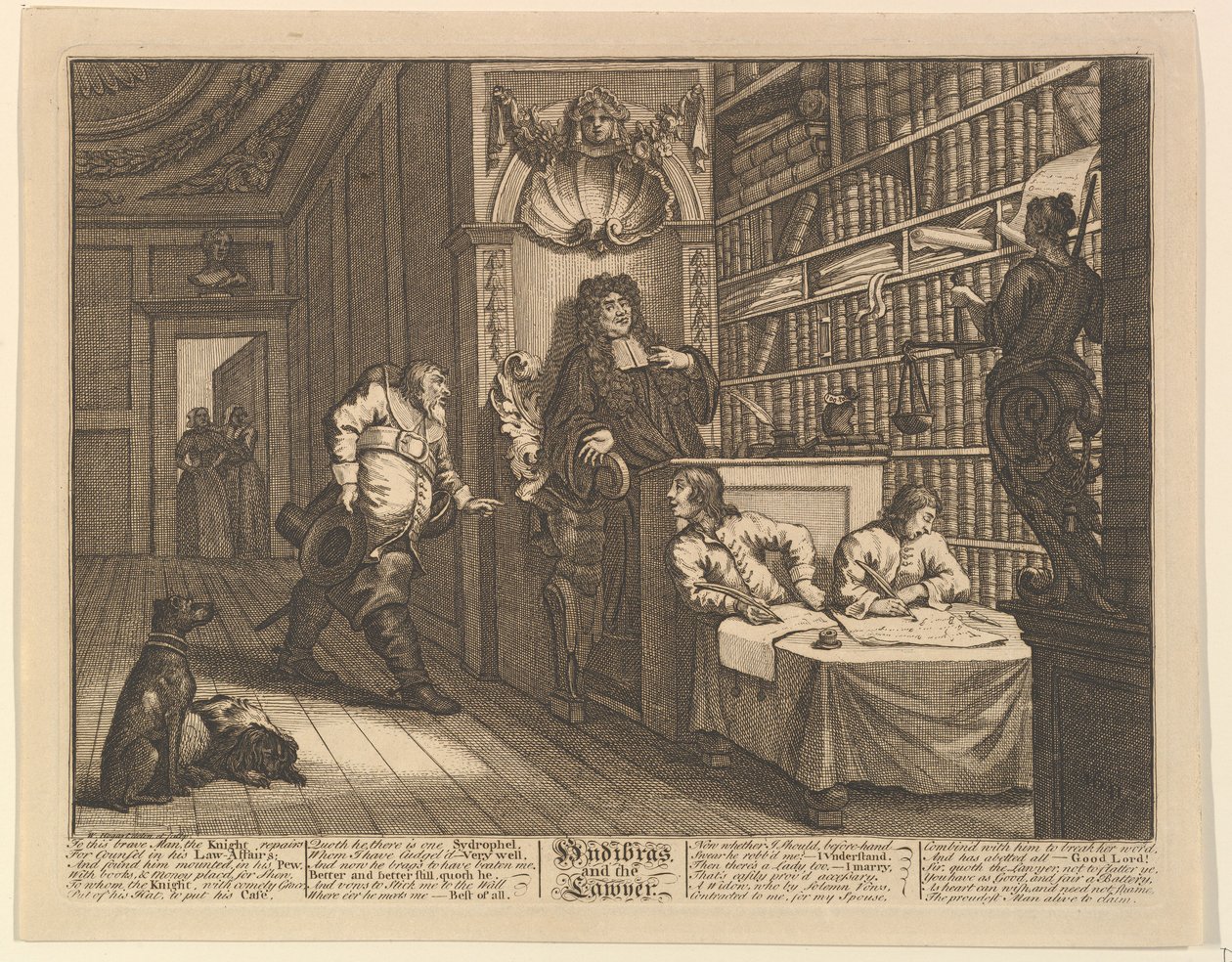 胡迪布拉斯和律师塞缪尔·巴特勒（Samuel Butlers）的十二幅大插图哈迪布拉斯，版...，1725-68。 作者 威廉·霍加斯