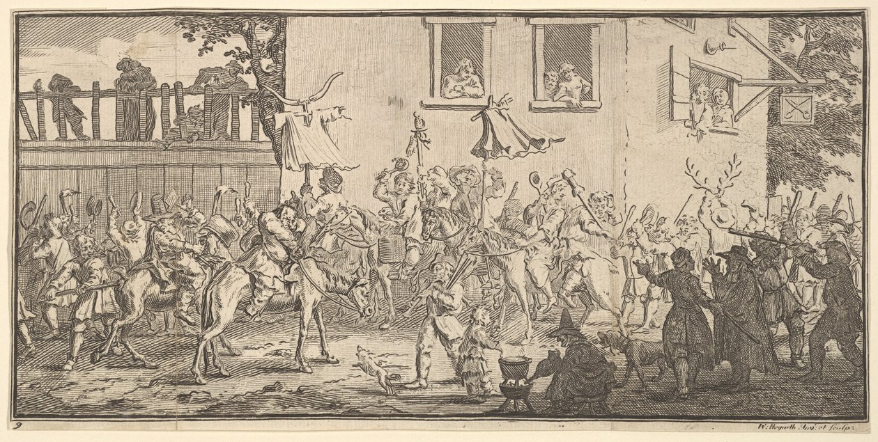 Hudibras和Skimmington塞缪尔·巴特勒（Samuel Butlers）的十七幅小插图Hudibra ...，1721-26。 作者 威廉·霍加斯