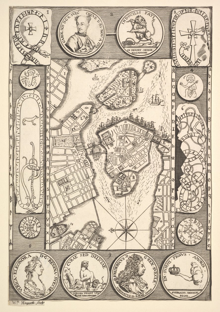 斯德哥尔摩Aubry de La Mottrayes地图遍及欧洲，亚洲并进入Part ...，1723-24。 作者 威廉·霍加斯