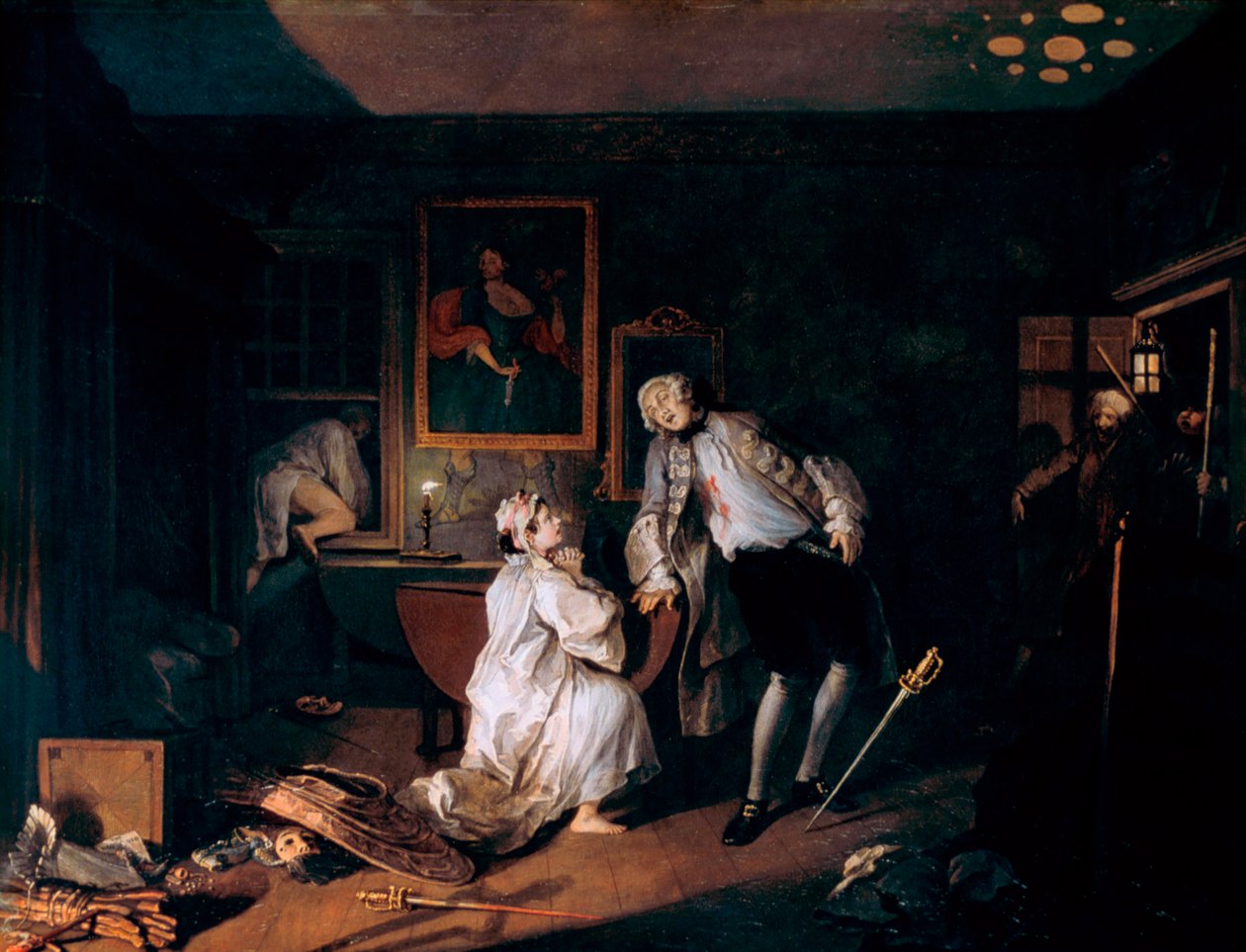 婚姻A-la-Mode：5. Bagnio，c1743 作者 威廉·霍加斯