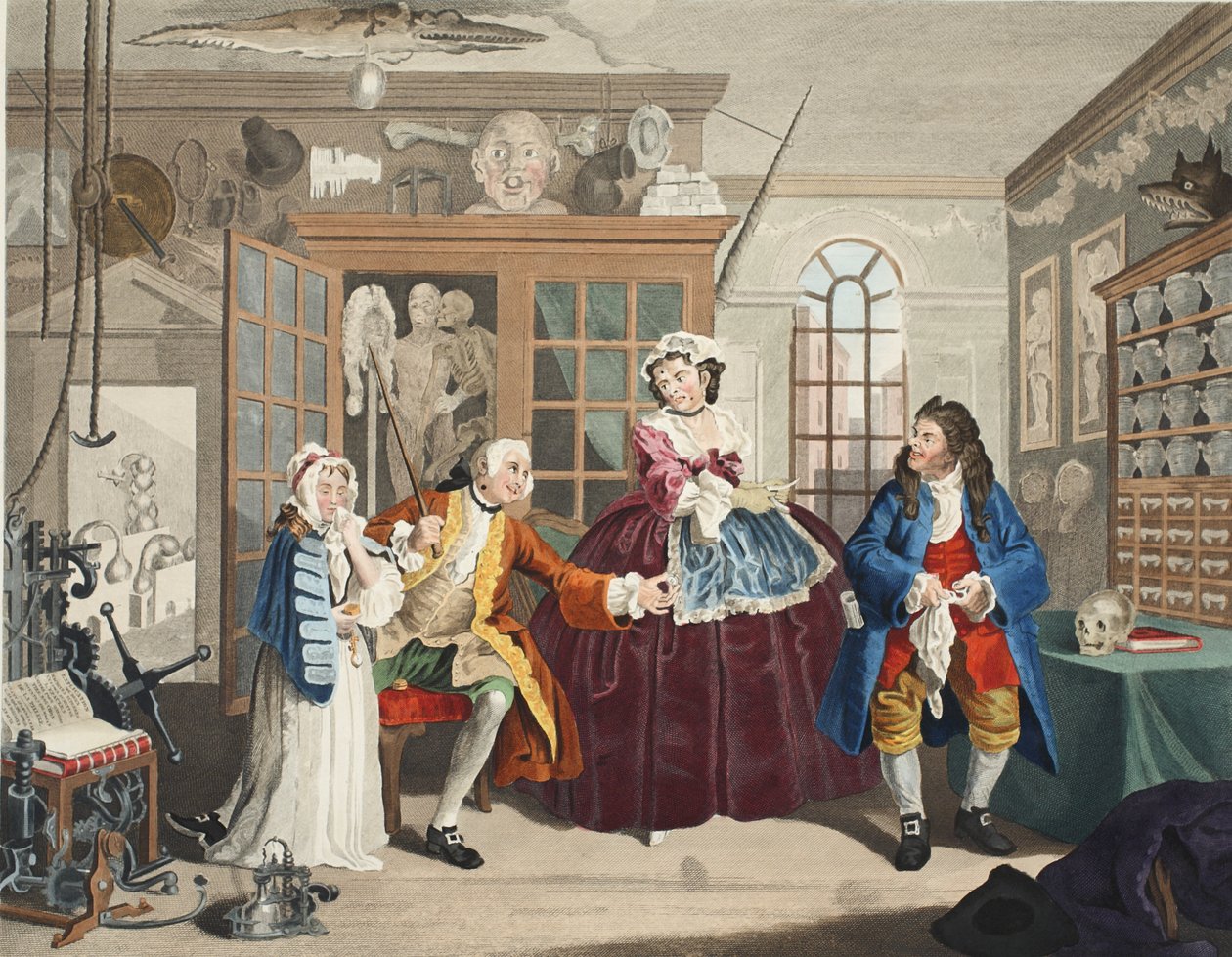 婚姻模式，板III，检查，插图来自&39;Hogarth Restored：The Whole Works of the famous William Hogarth，由Thomas Cook&39;重新雕刻，酒吧。 1812年（手工雕刻） 作者 威廉·霍加斯