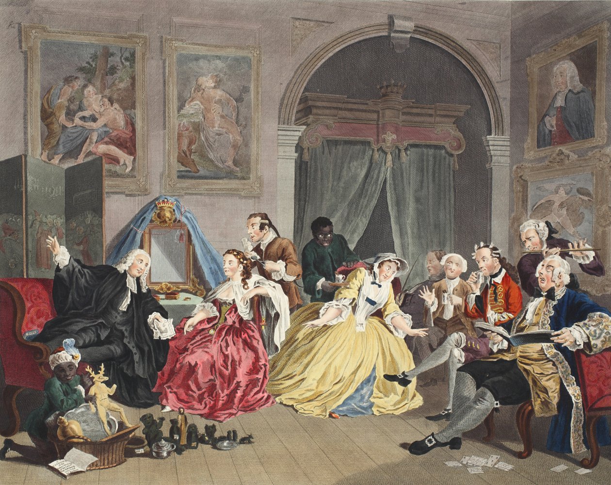 婚姻模式，板四，香水，来自&39;Hogarth Restored：The Whole Works of the famous William Hogarth，由Thomas Cook重新雕刻&39;，酒吧。 1812年（手工雕刻） 作者 威廉·霍加斯