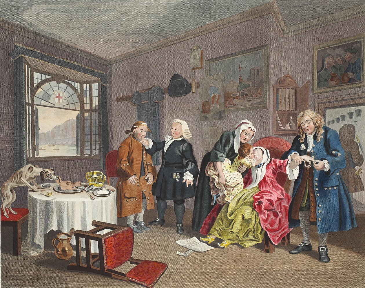 婚姻模式，板块VI，女士的死亡，来自&39;Hogarth Restored：The Whole Works of the famous William Hogarth，由Thomas Cook重新雕刻&39;，酒吧。 1812年（手工雕刻） 作者 威廉·霍加斯