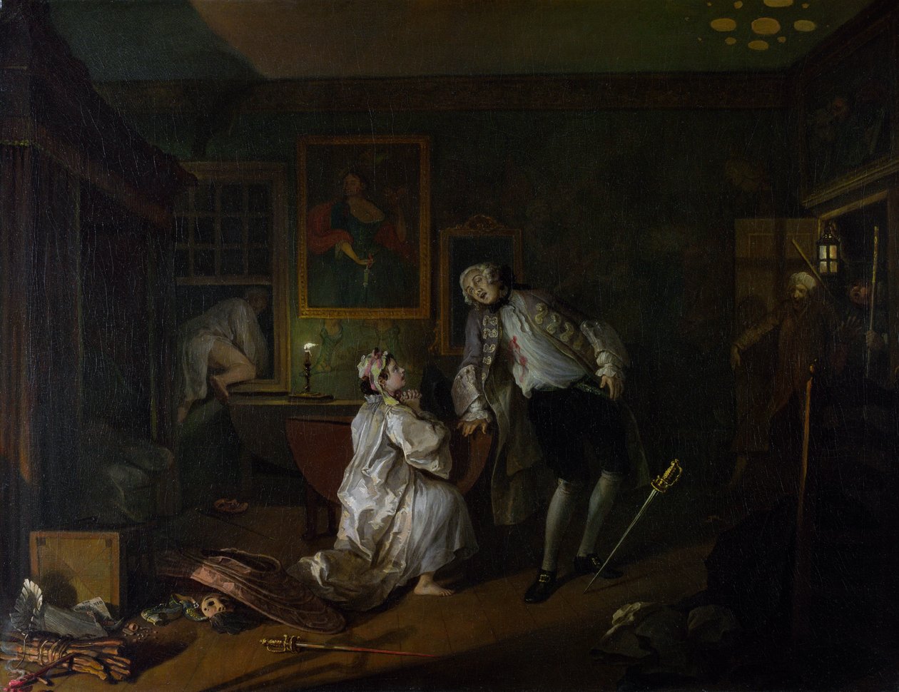 婚姻模式：V，巴格尼奥，c.1743（布面油画） 作者 威廉·霍加斯