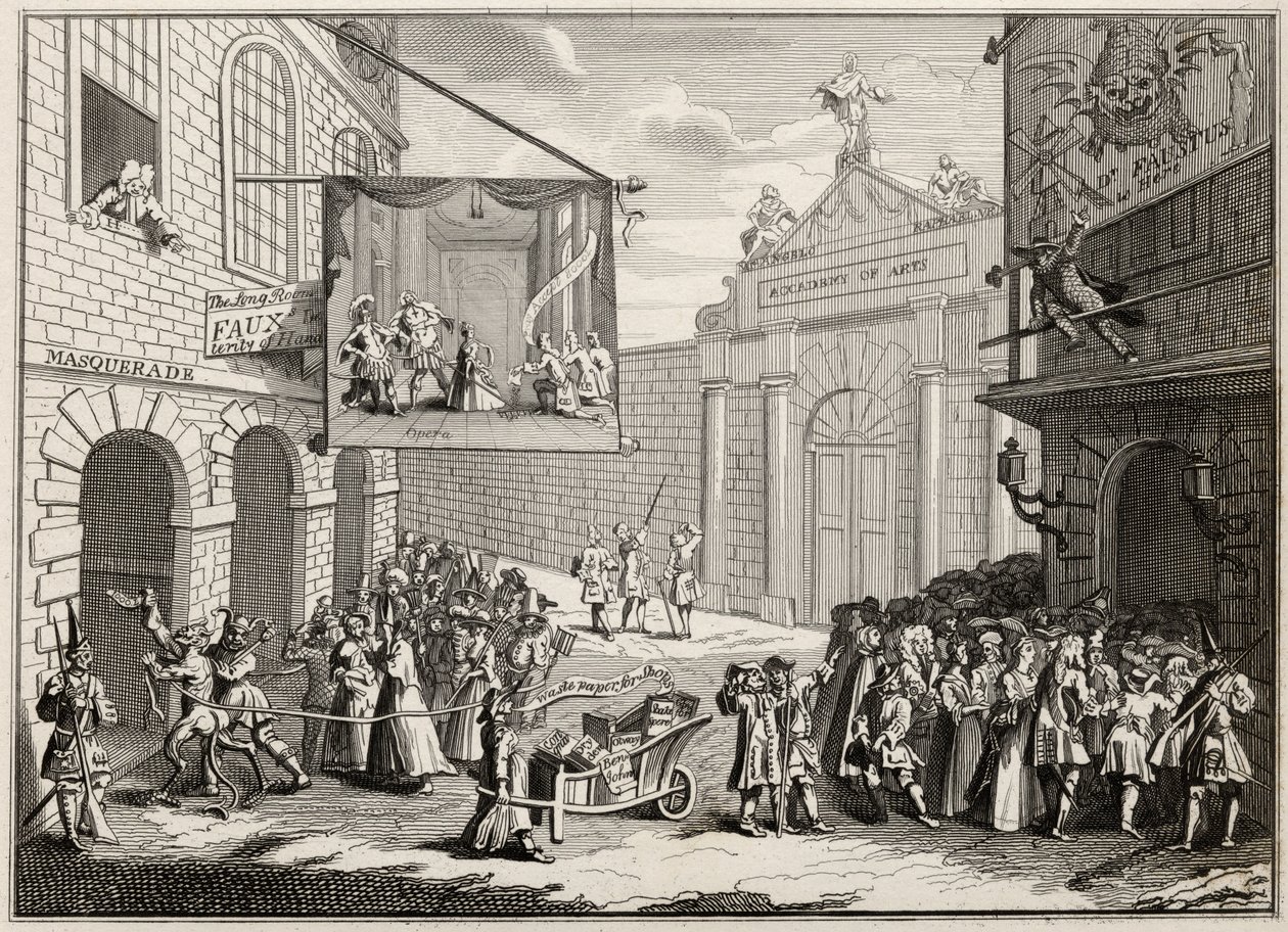 1833年出版的“The Works of Hogarth”中的Burlington Gate，Masquerades和Operas 作者 威廉·霍加斯
