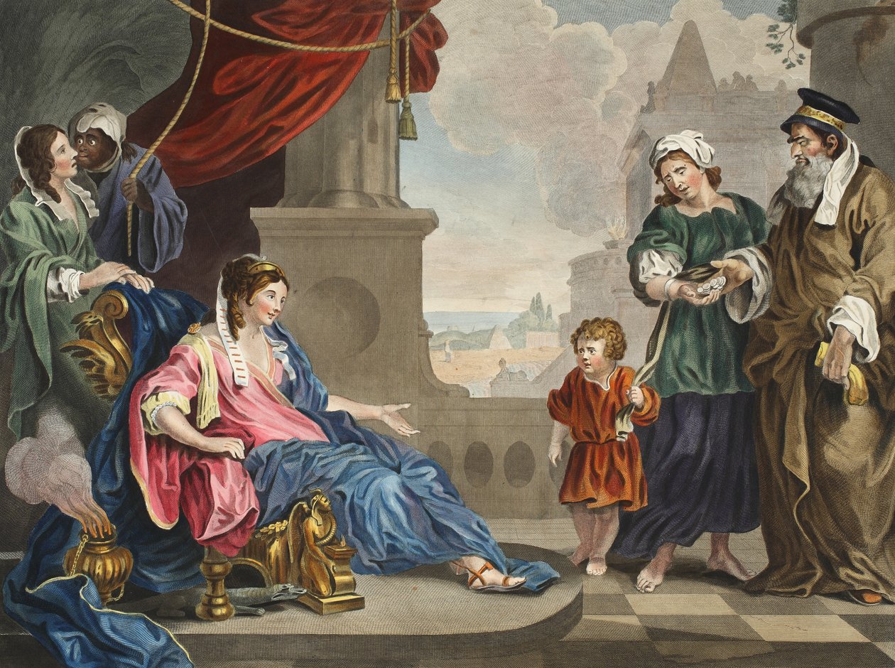 摩西带来了法老的女儿，插图来自&39;Hogarth Restored：着名的William Hogarth的全部作品，由托马斯库克重新雕刻&39;，酒吧。 1812年（手工雕刻） 作者 威廉·霍加斯