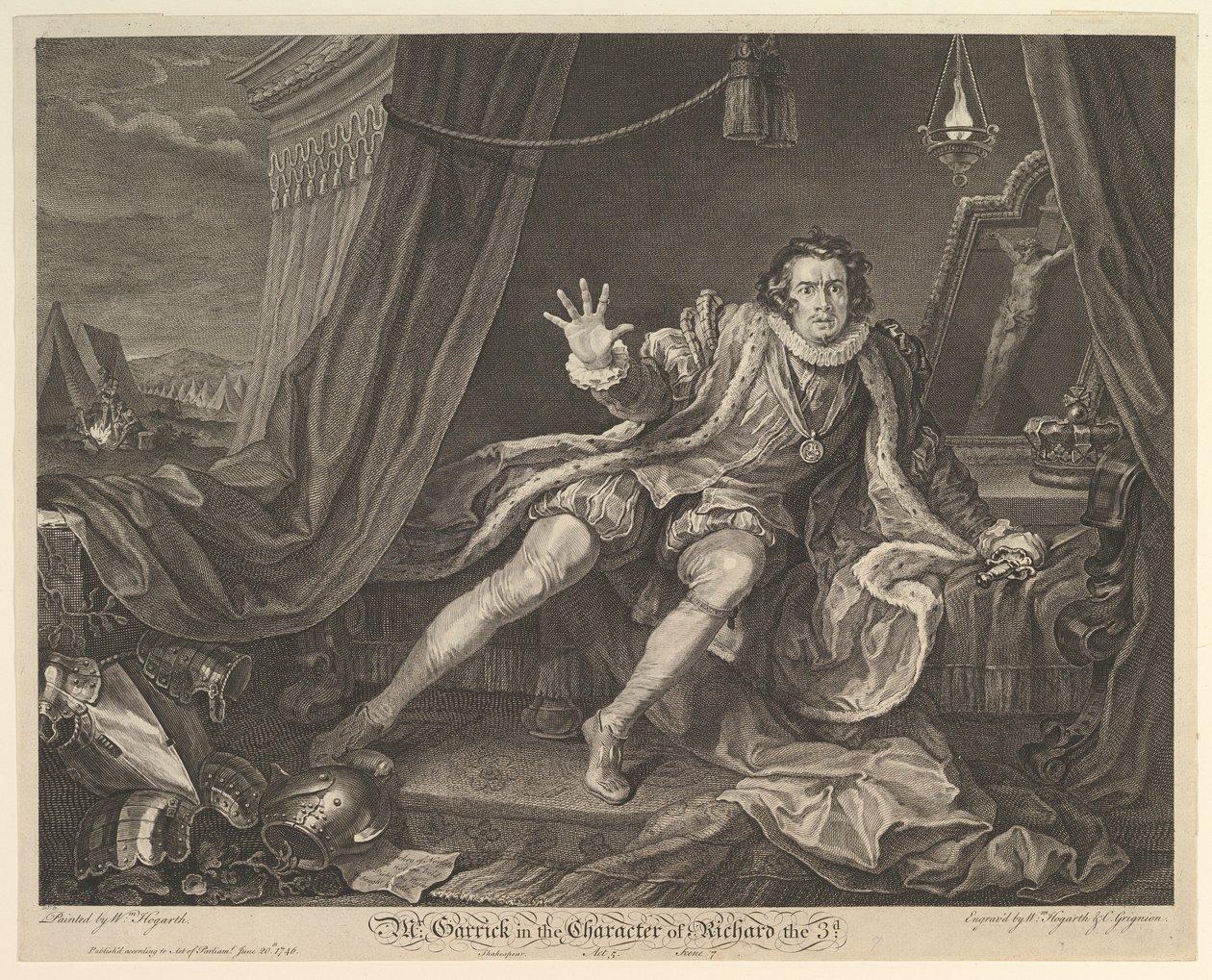 加里克先生（Richard III角色），1746年6月20日。 作者 威廉·霍加斯