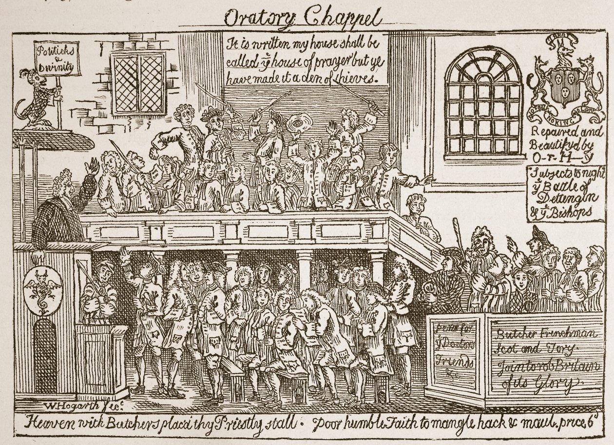 演讲Chappel，来自&39;英国教会：人民的历史&39;的插图由HDM Spence-Jones，酒吧。 c.1910（棕褐色照片） 作者 威廉·霍加斯