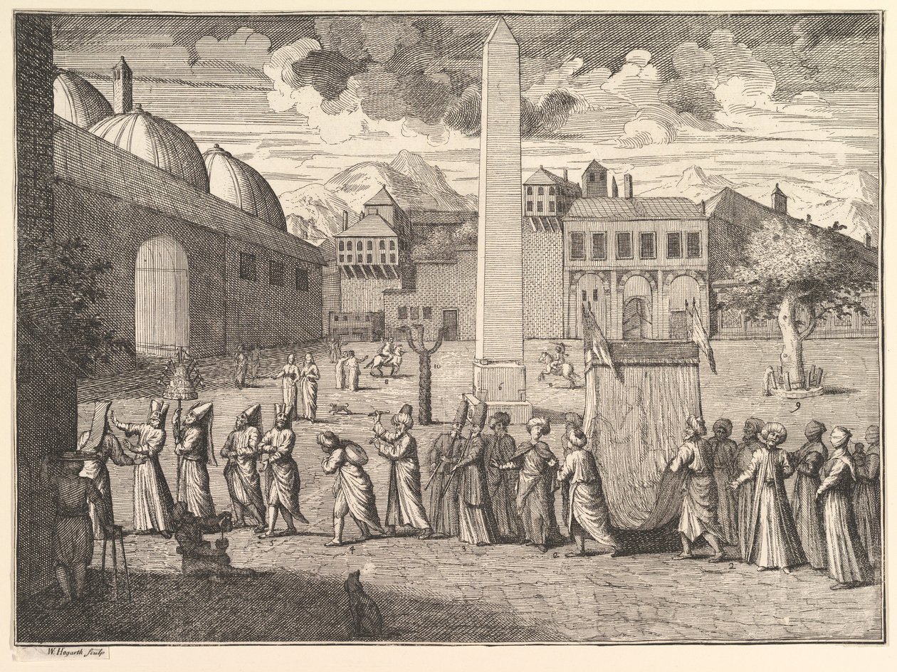穿过竞技场的游行，君士坦丁堡Aubry de La Mottrayes旅行，...，1723-24。 作者 威廉·霍加斯