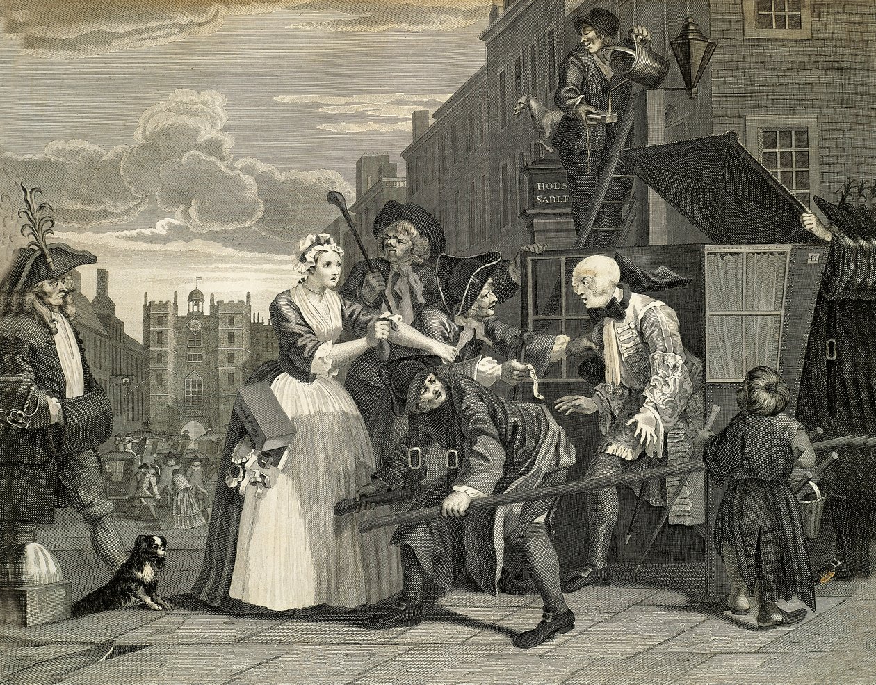 伦敦的街景，威廉-霍加斯（1697-1764），雕刻，英国 作者 威廉·霍加斯