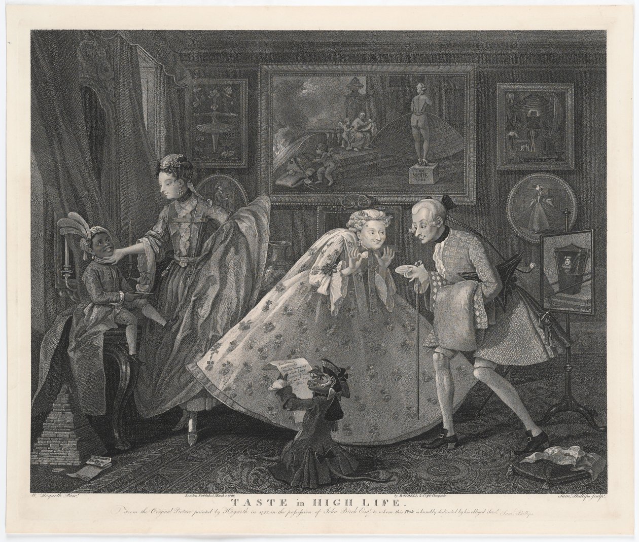 品味高尚生活，由Samuel Phillips雕刻，1808年 作者 威廉·霍加斯