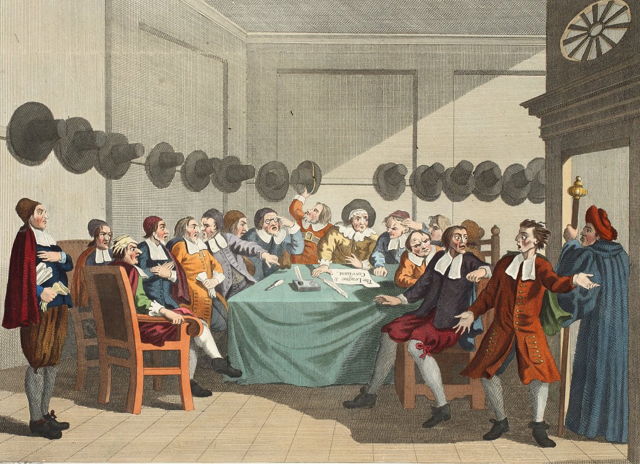 委员会，来自Samuel Butler（1612-80）的“Hudibras”，插图来自&39;Hogarth Restored：着名的William Hogarth的全部作品，由Thomas Cook&39;重新雕刻，酒吧。 1812年（手工着色 作者 威廉·霍加斯