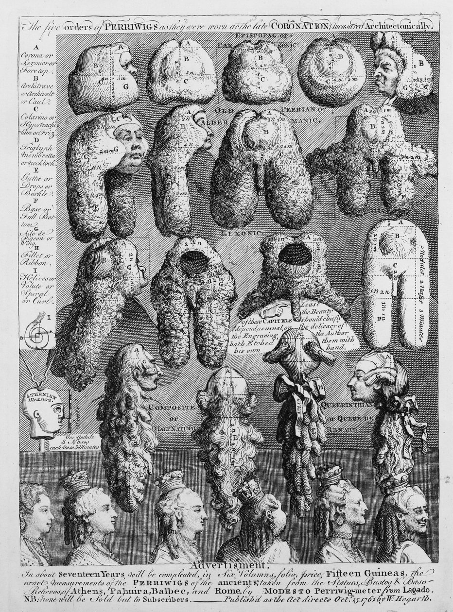 1761年，Perriwigs的五个命令 作者 威廉·霍加斯