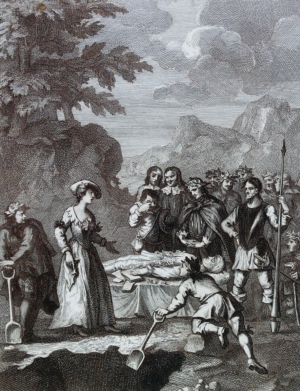 《Chyrstom 和 Marcella 的葬礼为自己辩护》，威廉·霍加斯 (William Hogarth) 作者 威廉·霍加斯