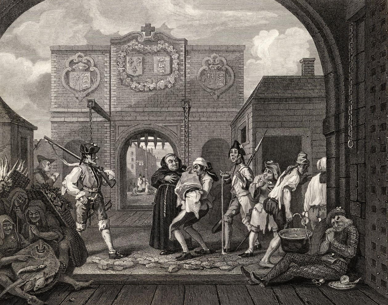 加莱之门，或旧英格兰的烤牛肉，来自&39;William Hogarth的作品&39;，1833年出版 作者 威廉·霍加斯