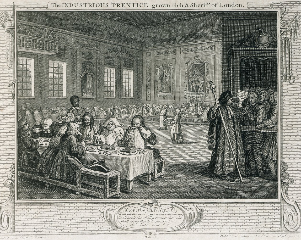 勤劳的&39;Prentice Grown Rich，以及伦敦警长，“工业与闲暇”的第八版，于1833年出版 作者 威廉·霍加斯