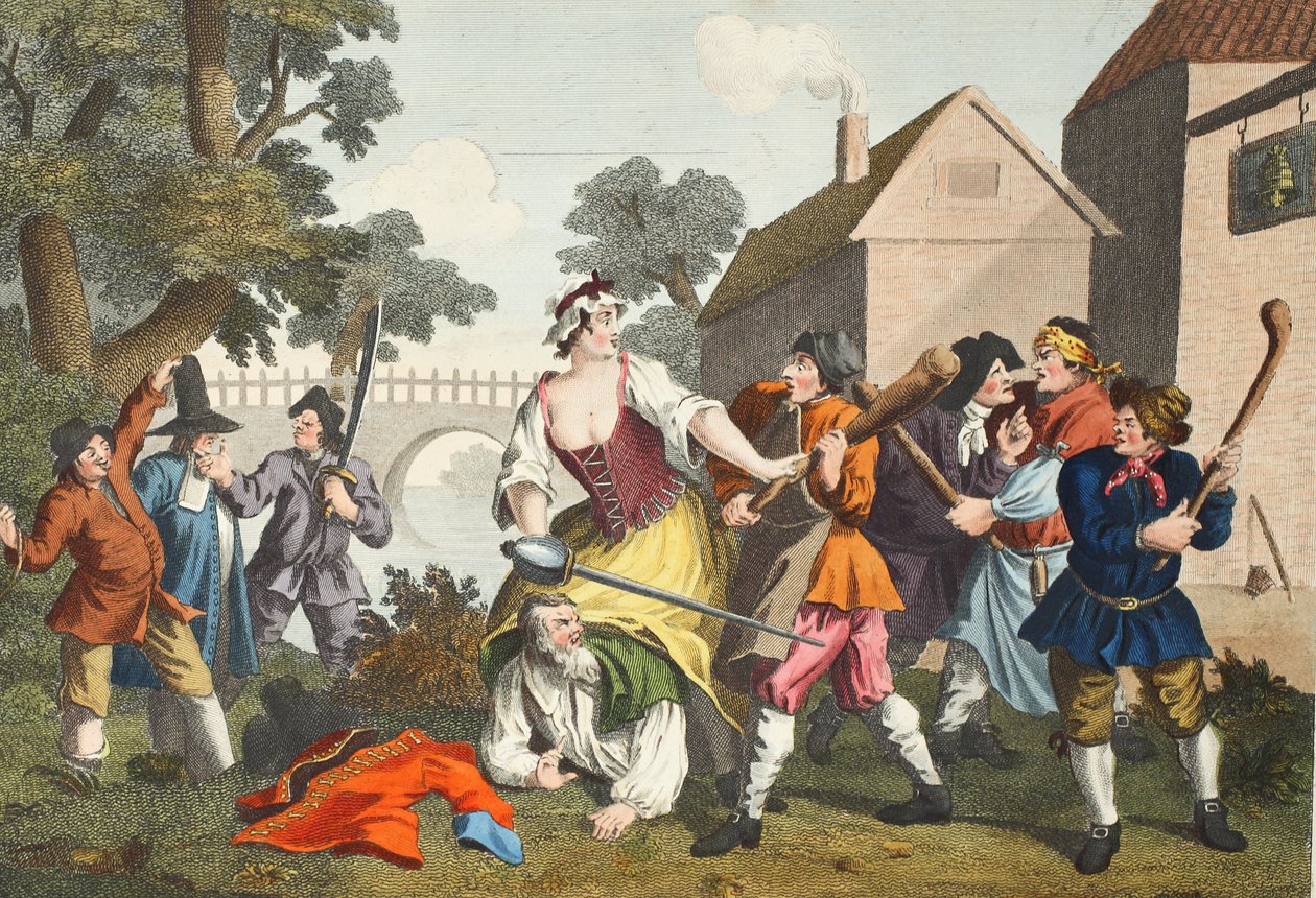 骑士从Samuel Butler（1612-80）的“Hudibras”中提交Trulla，来自&39;Hogarth Restored：着名的William Hogarth的全部作品的插图，由Thomas Cook&39;重新雕刻，酒吧。 1812 作者 威廉·霍加斯